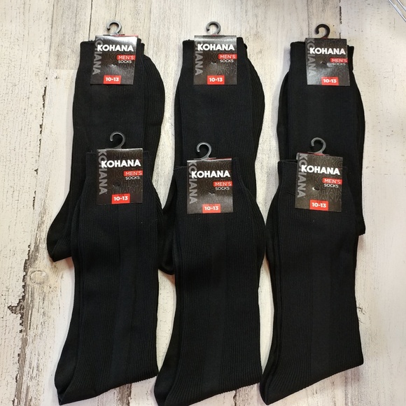 Kohana Underwear & Socks 6 Pair 0 Nylon Mens Thin Dress Socks Black